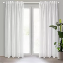   Simone fényáteresztő függöny sima voile anyagból mennyezeti sínhez Fehér 140x300 cm