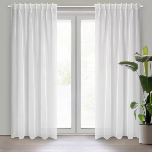 Simone fényáteresztő függöny sima voile anyagból mennyezeti sínhez Fehér 140x300 cm