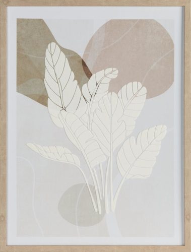 Növényi motívumot ábrázoló kézzel festett falikép 602 Fehér/bézs 45x60 cm