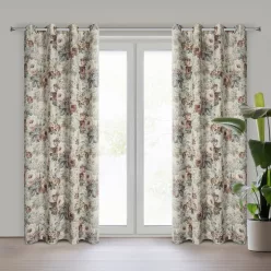 Gabi virág mintás vászon függöny Natúr 140x250 cm