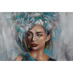   Női portrét ábrázoló kézzel festett falikép 604 Szürke 80x120 cm