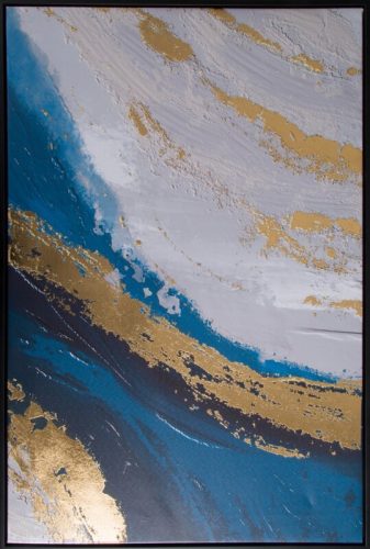 Absztrakt falikép 605b Fehér/sötétkék kerettel 60x90 cm