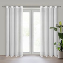   Tulsa levél mintás függöny sifon szövetből Fehér 140x250 cm
