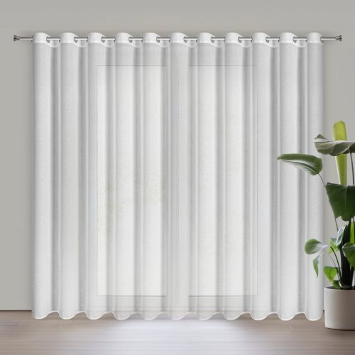 Tulsa sifon függöny levélmintás hatással Fehér 350x250 cm