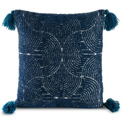   Sava geometrikai mintás bolyhos párnahuzat Gránátkék 45x45 cm