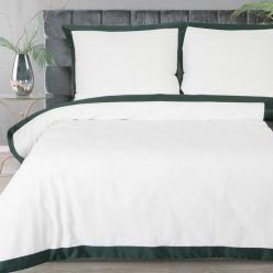   Reina23 fodrokkal díszített pamut-szatén ágyneműhuzat Fehér/zöld 160x200 cm - 70x80 cm 2db
