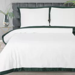   Reina23 fodrokkal díszített pamut-szatén ágyneműhuzat Fehér/zöld 220x200 cm - 70x80 cm 2db