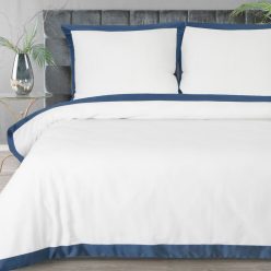   Reina23 fodrokkal díszített pamut-szatén ágyneműhuzat Fehér/gránátkék 220x200 cm - 70x80 cm 2db