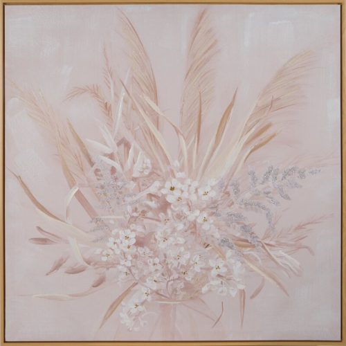 Virágos növényt ábrázoló kézzel festett falikép 624 Bézs 80x80 cm
