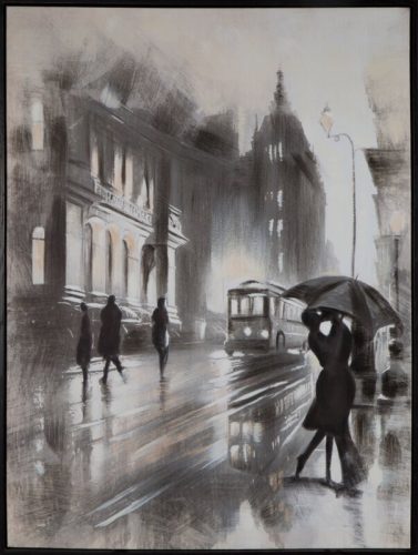 Az ernyő kézzel festett falikép keretben 625 Fekete/fehér 60x80 cm