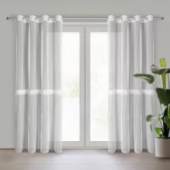   Eliana redőzött függöny guipúros fodros díszítéssel Fehér 140x260 cm