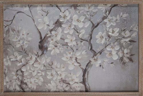 Virágos növényt ábrázoló kézzel festett falikép kerettel 628a Bézs 40x60 cm