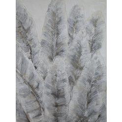   Növényi motívumot ábrázoló kézzel festett falikép 630 Szürke 90x120 cm