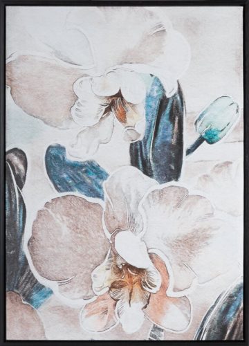 Orchidea kézzel festett falikép 638a kerettel Bézs 50x70 cm