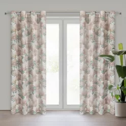 Demi hortenzia mintás vászon függöny Natúr 140x250 cm