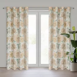   Karla öko stílusú virágmintás függöny Natúr 140x250 cm