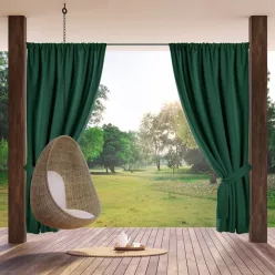   Garden vízálló kerti függöny elkötővel Sötétzöld 155x200 cm
