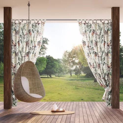 Garden2 vízálló mintás kerti függöny elkötővel Fehér 155x240 cm