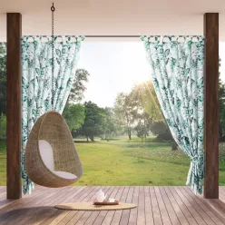   Garden2 vízálló mintás kerti függöny elkötővel Fehér 155x220 cm