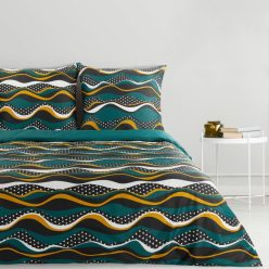   Nika50 pamut-szatén ágyneműhuzat Tengerkék 220x200 cm - 70x80 cm 2db