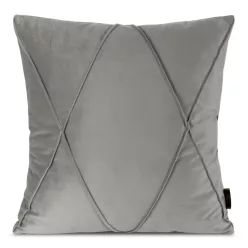 Nala1 bársony párnahuzat varrott mintával Ezüst 45x45 cm