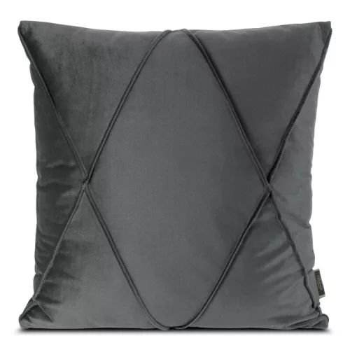 Nala1 bársony párnahuzat varrott mintával Acélszürke 45x45 cm