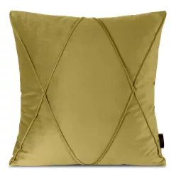   Nala1 bársony párnahuzat varrott mintával Mustársárga 45x45 cm