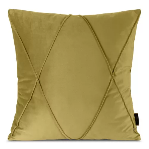 Nala1 bársony párnahuzat varrott mintával Mustársárga 45x45 cm