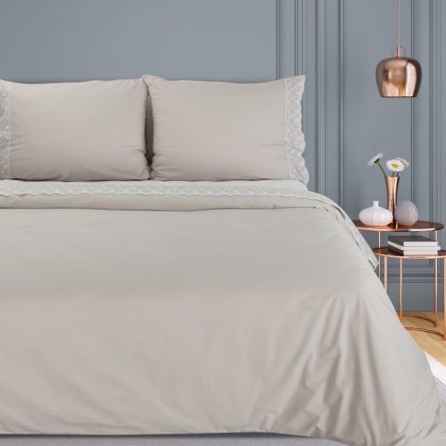 Reina27 pamut ágyneműhuzat elegáns csipkével Bézs 160x200 cm - 70x80 cm 2db