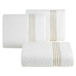   Lilla pamut törölköző keskeny fényes csíkokkal Fehér 30x50 cm