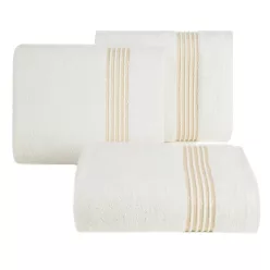   Lilla pamut törölköző keskeny fényes csíkokkal Krémszín 30x50 cm