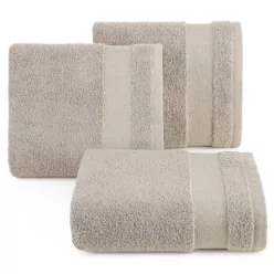   Nessy pamut törölköző vastag fényes csíkkal Bézs 50x90 cm