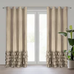   Carli fodros bársony függöny köves díszcsíkkal Sötét bézs 140x250 cm