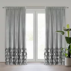   Carli fodros bársony függöny köves díszcsíkkal Ezüst 140x250 cm