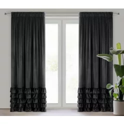 Dani fodros bársony függöny Fekete 140x270 cm