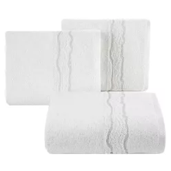   Karin pamut törölköző fényes cérnával szőtt díszítéssel Fehér 30x50 cm