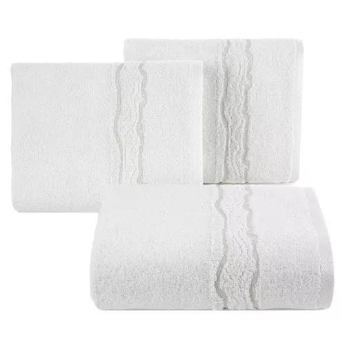 Karin pamut törölköző fényes cérnával szőtt díszítéssel Fehér 30x50 cm