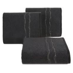   Karin pamut törölköző fényes cérnával szőtt díszítéssel Fekete 50x90 cm