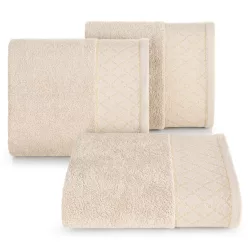   Layla minőségi törölköző fényes díszítéssel Bézs 30x50 cm