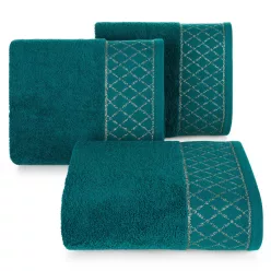   Layla minőségi törölköző fényes díszítéssel Sötét türkiz 50x90 cm
