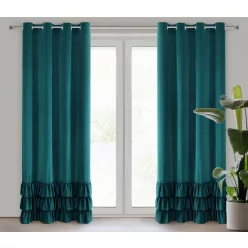 Megi fodros dekor függöny Sötét türkiz 140x250 cm