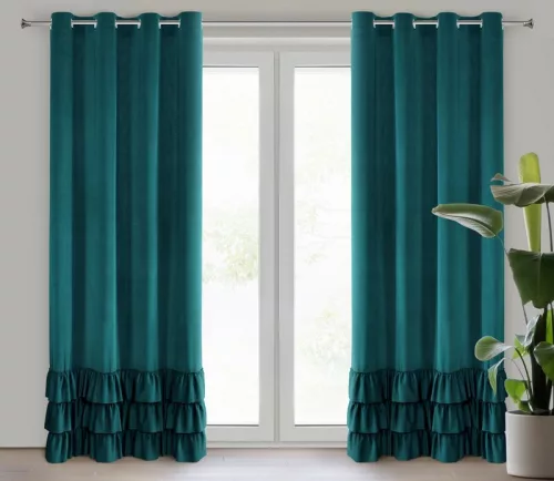 Megi fodros dekor függöny Sötét türkiz 140x250 cm