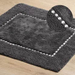   Chic pamut fürdőszobaszőnyeg kristályokkal Acélszürke 50x70 cm