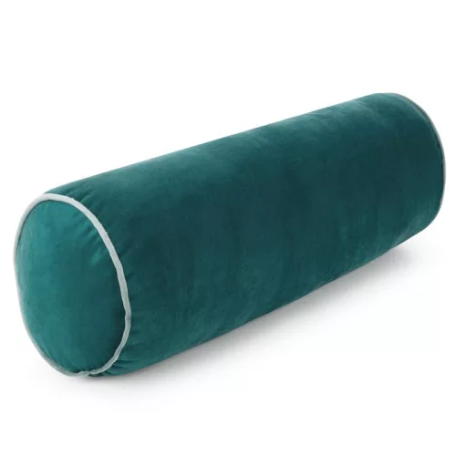 Gaja5 henger alakú bársony díszpárna Sötét türkiz 45x15 cm