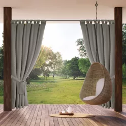   Garden2 vízálló mintás kerti függöny elkötővel Ezüst 155x220 cm