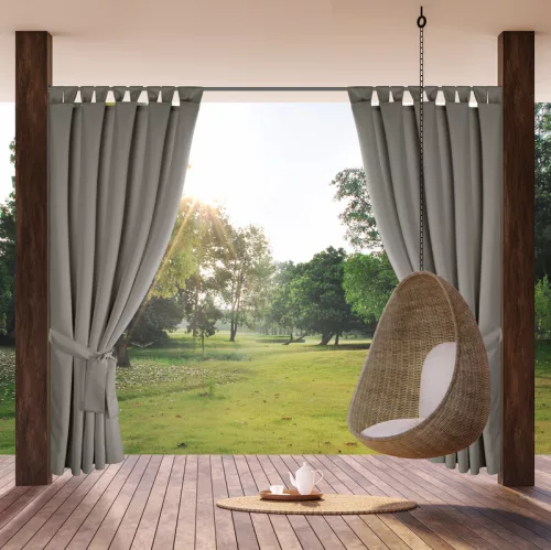 Garden2 vízálló mintás kerti függöny elkötővel Ezüst 155x220 cm