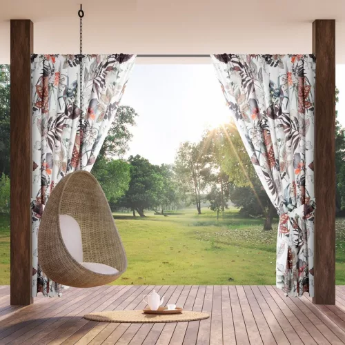 Garden21 vízálló kerti függöny elkötővel Fehér 155x200 cm
