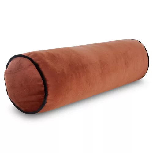 Gaja5 henger alakú bársony díszpárna Téglavörös 15x45 cm