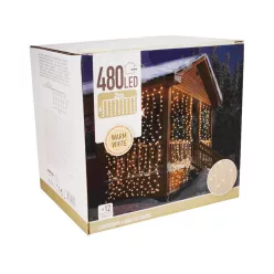LED-es függönyfény, 480 LED, 2mx3m, meleg fehér 