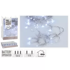  LED-es világítás, időzítő funkcióval, 20 LED, 2m, fehér